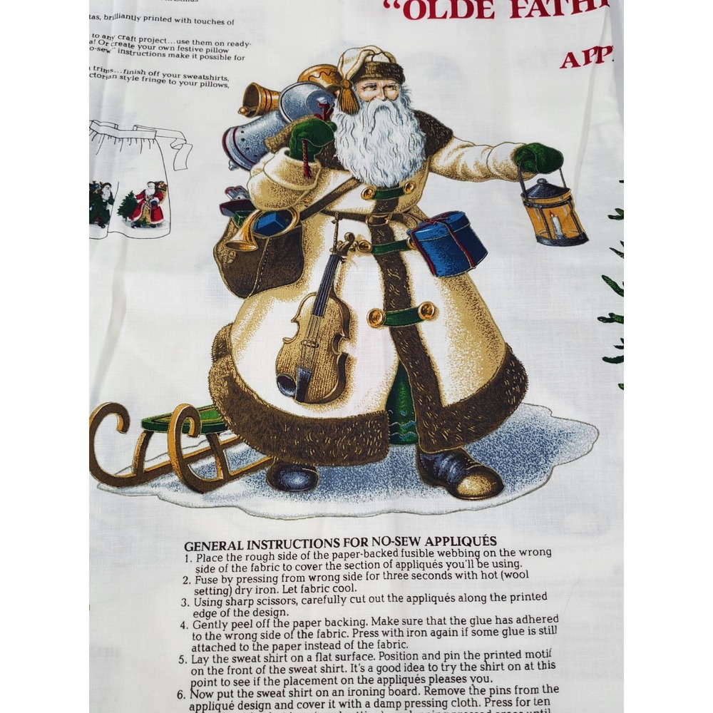 Vintage VIP Fabrics Olde Father Christmas Applique Cotton Fabric Panel Victorian - Picture 6 of 10